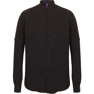 Chemise homme col Mao H592 - Black