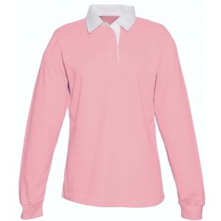 Polo femme rugby uni col blanc K218 - Pink