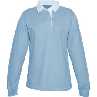 Polo femme rugby uni col blanc K218 - Sky Blue
