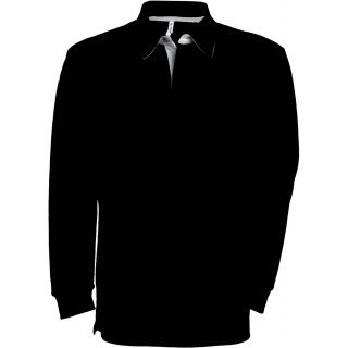 Polo côtelé manches longues French Rib K221 - Black / Dark Grey