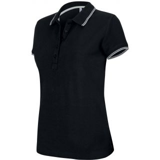 Polo femme manches courtes K251 - Black / Light Grey / White