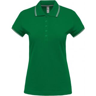 Polo femme manches courtes K251 - Kelly Green / Light Grey / White