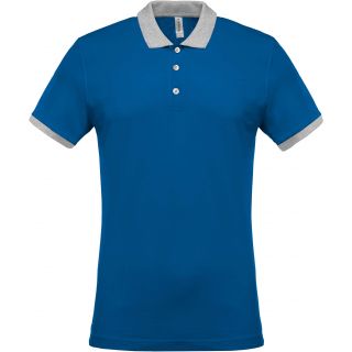 Polo homme piqué bicolore K258 - Light Royal Blue / Oxford Grey