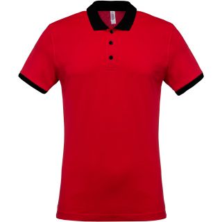 Polo homme piqué bicolore K258 - Red / Black