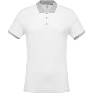Polo homme piqué bicolore K258 - White / Oxford Grey