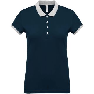 Polo femme piqué bicolore K259 - Navy / Oxford Grey