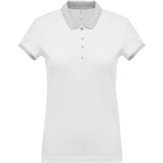 Polo femme piqué bicolore K259 - White / Oxford Grey
