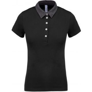 Polo femme jersey bicolore K261 - Black / Dark Grey Heather
