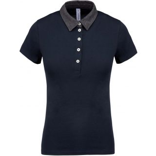 Polo femme jersey bicolore K261 - Navy / Dark Grey Heather