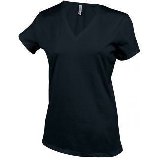 T-shirt femme col V manches courtes Electra K327 - Black
