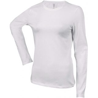T-shirt femme col rond manches longues Carla K328 - White