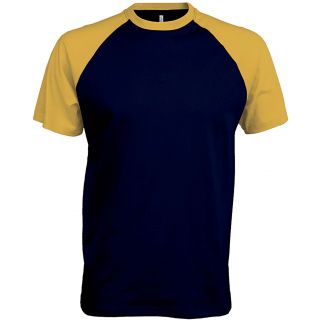 T-shirt bicolore manches courtes baseball K330 - Navy / Yellow