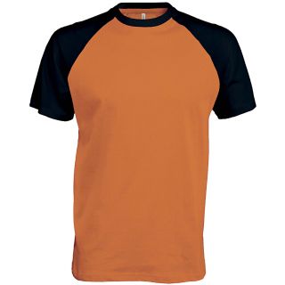 T-shirt bicolore manches courtes baseball K330 - Orange / Black