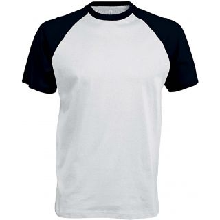 T-shirt bicolore manches courtes baseball K330 - White / Black