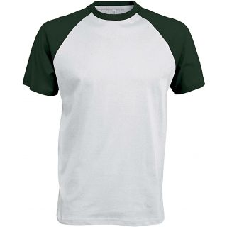 T-shirt bicolore manches courtes baseball K330 - White / Forest Green