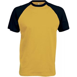T-shirt bicolore manches courtes baseball K330 - Yellow / Black