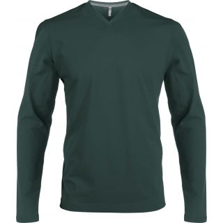 T-shirt homme manches longues col V K358 - Forest Green