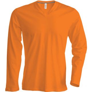 T-shirt homme manches longues col V K358 - Orange
