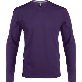T-shirt homme manches longues col V K358 - Purple