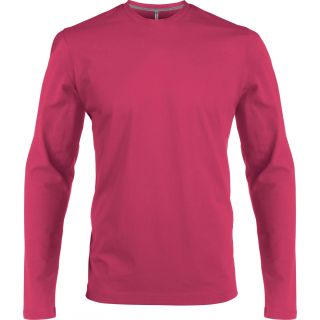 T-shirt homme manches longues col rond K359 - Fuchsia