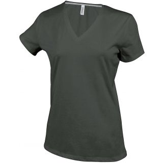 T-shirt femme manches courtes col V K381 - Dark Khaki