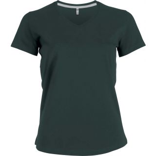 T-shirt femme manches courtes col V K381 - Forest Green