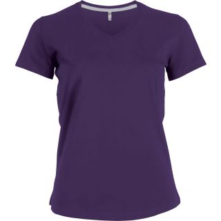 T-shirt femme manches courtes col V K381 - Purple