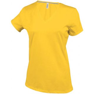 T-shirt femme manches courtes col V K381 - Yellow