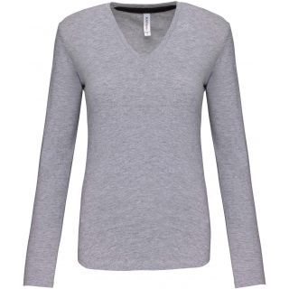 T-shirt femme col V manches longues K382 - Oxford Grey