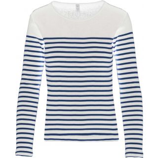 Marinière femme manches longues K386 - Striped White / Navy