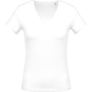 T-shirt femme col V manches courtes K390 - White
