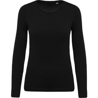 T-shirt femme col rond manches longues K392 - Black