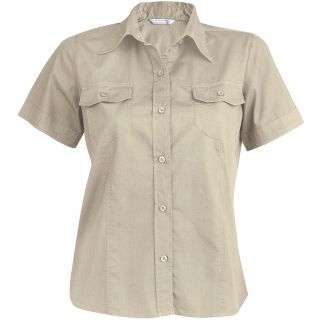 Chemise manches courtes femme popeline Tropical Lady K572 - Beige