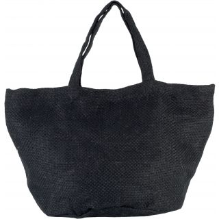 Cabas en toile de jute teint 100% naturel KI0227 - Black / Black - 36 x 59 x 29 cm de face