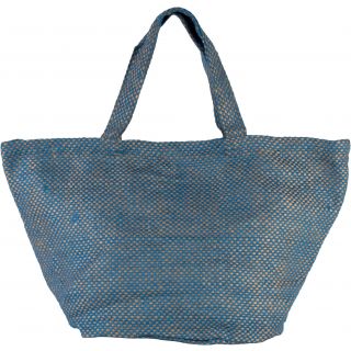 Cabas en toile de jute teint 100% naturel KI0227 - Natural / Ink Blue - 36 x 59 x 29 cm de face
