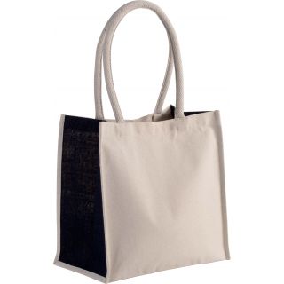 Sac cabas en coton / jute KI0255 - Natural / Black