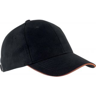 Casquette 6 panneaux Orlando KP011 - Black / Orange