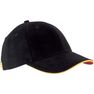 Casquette 6 panneaux Orlando KP011 - Black / Yellow / Red