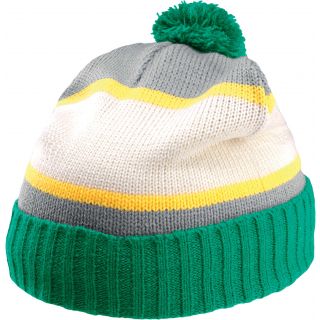 Bonnet long KP507 - Kelly Green / Light Grey / Natural / Yellow-One Size