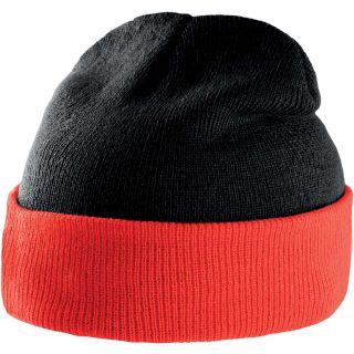 Bonnet bicolore avec revers KP514 - Black / Red