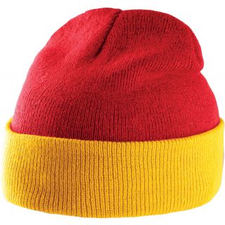 Bonnet bicolore avec revers KP514 - Red / Yellow