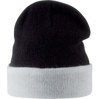 Bonnet enfant bicolore avec revers KP522 - Black / White