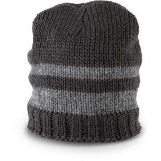 Bonnet tricot doublé polaire KP531 - Dark Grey / Off Grey