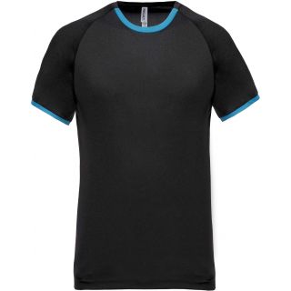 T-shirt polyester performance PA406 - Dark Grey Heather / Tropical Blue