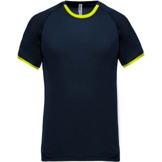 T-shirt polyester performance PA406 - Navy Heather / Fluorescent Yellow