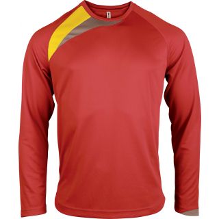 T-shirt enfant manches longues sport PA409 - Sporty Red / Sporty Yellow / Storm Grey