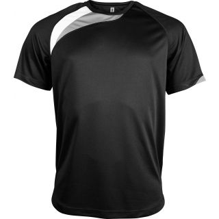 T-shirt unisexe manches courtes sport PA436 - Black / White / Storm Grey