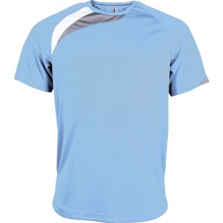 T-shirt unisexe manches courtes sport PA436 - Sky Blue / White / Storm Grey