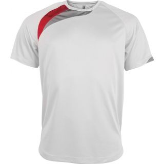 T-shirt unisexe manches courtes sport PA436 - White / Sporty Red / Storm Grey