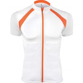 Maillot cycliste homme zippé manches courtes PA447 - White / Orange
